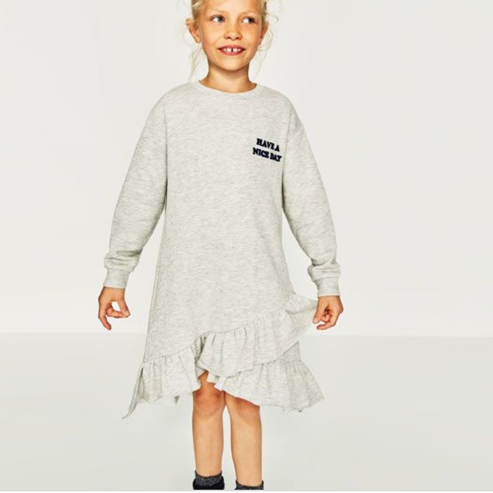 Zara ruffle sweatshirt dress